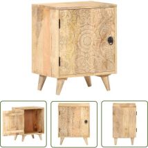 Longziming - The Living Store Table de chevet sculptée 40x30x50 cm Bois de manguier massif - Table De Chevet - Table Nuit - Mobilier Chambre - Bois