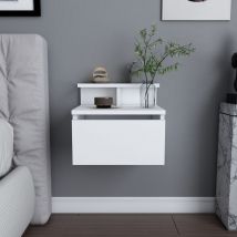 Table de Nuit Blanche Simple, 39,8x31,9x35 cm, Pour Chambre d'Enfant ou Chambre d'Hôtel