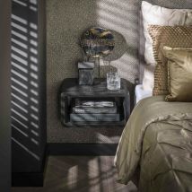 Pier Import - Table de chevet suspendue en bois de teck recyclé noir java