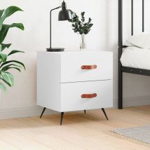 Table de chevet, Table d'appoint, Table de nuit blanc 40x35x47,5 cm bois d'ingénierie FR321402 Maison Chic