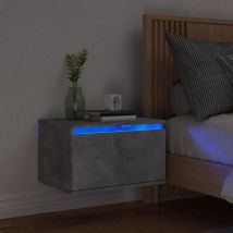 Table de chevet, Table d'appoint, Table de nuit murale avec lumières led gris béton FR355873 Maison Chic