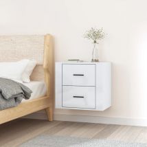 Maisonchic - Table de chevet, Table d'appoint, Table de nuit murale Blanc brillant 50x36x47 cm FR694542 Maison Chic