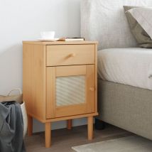 Table de chevet Table d'appoint Table de nuit senja aspect de rotin marron bois de pin massif CVW84311