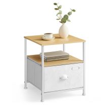 Songmics - Table de Chevet, Table de Nuit avec Rangement, Table d'Appoint à Tiroir en Tissu, avec 2 Étagères, Style Moderne, pour Salon, Chambre,