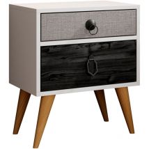 Table de chevet Table de Nuit Meuble de Chevet 2 Tiroirs Table d'Appoint Chambre à Coucher Structure Blanc Tiroirs en différentes couleurs