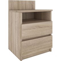 Table de chevet / Table de nuit moderne avec 2 tiroirs et 1 étagère Malwa M1