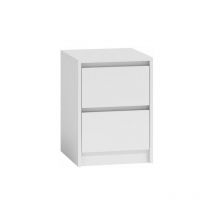 Iris - Table de chevet style scandinave 55x43x40cm - Table de nuit 2 tiroirs - Chevet style moderne - Meuble de rangement moderne Blanc