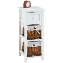 Table de chevet talasi avec 1 tiroir et 2 paniers - En bois lasuré blanc