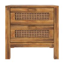 Table de chevet 2 tiroirs en cannage - TIKI