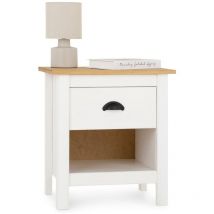 Table de chevet tilly h 50 cm en bois massif - Blanc et brun