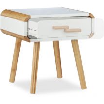 Table de chevet tiroir table console blanc et bois naturel