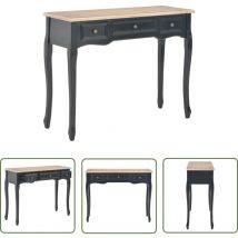 Abcrital - The Living Store Table de console et coiffeuse avec 3 tiroirs Noir - Table Basse - Meuble Rangement - Table D'appoint - Table Console