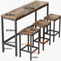 Table de cuisine au design moderne, table de pub, ensemble de table à manger longue avec 3 tabourets, assemblage facile, naturel