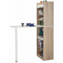 Table de cuisine et 2 Meubles de rangement chene - Coloris: Blanc