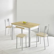 Fanmuebles - Table de cuisine extensible en chêne Málaga Hércules Dimensions : 110 x 70 cm. - Pieds : Aluminium