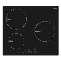 Placa de inducción de 3 zonas, botones sensibles al tacto.