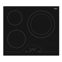 Placa vitrocerámicaencastrable de 3 zonas con control táctil, negra