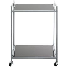 Pegane - Table de desserte en verre et acier coloris gris -longueur 50 x profondeur 36 x hauteur 69 cm