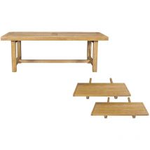Table de ferme en chêne clair massif + 2 allonges L220/320 - la bresse