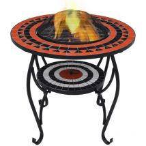 Table de foyer mosaïque Terre cuite et blanc 68 cm Céramique