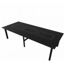 Play4fun - Table de jardin 10-12 personnes 280 x 120 x 75 cm - Noir effet marbré