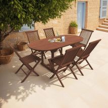 Table de jardin 120/170x100x75 + lot de 6 chaises