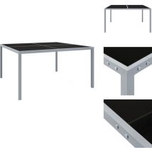 Table de jardin 130x130x72 cm Gris Acier et verre - Table De Jardin - Table Extérieure - Mobilier De Jardin - Table Ronde - Table En Métal