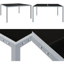 Table de jardin 130x130x72 cm Gris Acier et verre - Table De Jardin - Table Extérieure - Mobilier De Jardin - Table Ronde - Table En Métal - Home &