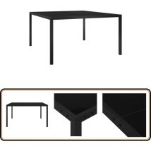 Table de jardin 130x130x72 cm Noir Acier et verre - Table De Jardin - Table Extérieure - Mobilier De Jardin - Table Ronde - Table Noire
