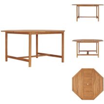 Table de jardin 150x150x75 cm Bois de teck solide - Table De Jardin - Table En Teck - Mobilier De Jardin - Table Extérieure - Table Ronde