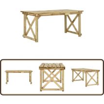 Table de jardin 160x79x75 cm Bois - Table De Jardin - Table D'extérieur - Mobilier De Jardin - Table En Bois - Table Ronde