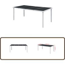 Table de jardin 190x90x74 cm Noir Acier - Table De Jardin - Table Extérieure - Table Repas - Mobilier De Jardin - Table En Verre