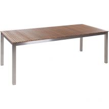 Table de Jardin 200 x 90 cm en Bois de Teck et Acier Inox pour Extérieur Viareggio ii