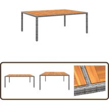 Table de jardin 200x150x75 cm Acacia et résine tressée Gris - Table De Jardin - Mobilier De Jardin - Table Extérieure - Table Acacia - Table En