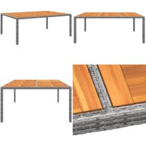 Table de jardin 200x150x75 cm Acacia et résine tressée Gris - Table De Jardin - Mobilier De Jardin - Table Extérieure - Table Acacia - Table En