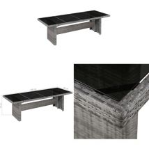 Table de jardin 240x90x74 cm Résine tressée et verre - Table De Jardin - Table D'extérieur - Mobilier De Jardin - Table En Résine Tressée - Table
