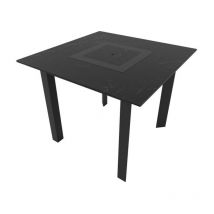 Play4fun - Table de jardin 4 personnes 90 x 90 x 75cm - Noir effet marbré