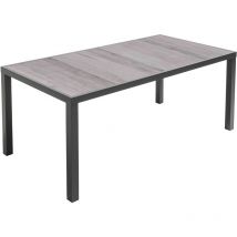 Table de jardin en aluminium et céramique effet bois grisé - Tivoli