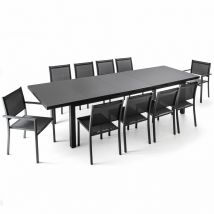 Oviala - Ensemble table de jardin extensible 256-320 cm et 10 assises