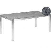 Table de Jardin 180 x 90 cm avec Plateau en Granit Gris et Structure en Acier Inox Design Moderne et Contemporain