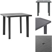 Table de jardin Anthracite 80x75x72 cm Plastique - Table De Jardin - Table Extérieure - Mobilier De Jardin - Table En Plastique - Table Résistante