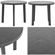 Table de jardin Anthracite 89 cm Plastique - Table De Jardin - Table Extérieure - Mobilier De Jardin - Table En Plastique - Table Résistante Aux