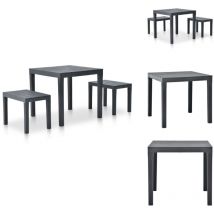 Table de jardin avec 2 bancs Plastique Anthracite - Salon De Jardin - Mobilier De Jardin - Table De Jardin - Chaises De Jardin - Ensemble De Jardin