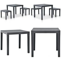 Table de jardin avec 2 bancs Plastique Anthracite - Salon De Jardin - Mobilier De Jardin - Table De Jardin - Chaises De Jardin - Ensemble De Jardin
