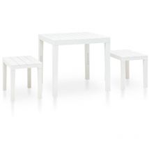 Table de jardin avec 2 bancs Plastique Blanc