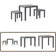 Table de jardin avec 2 bancs Plastique Marron - Salon De Jardin - Mobilier De Jardin - Table De Jardin - Chaises De Jardin - Ensemble De Jardin