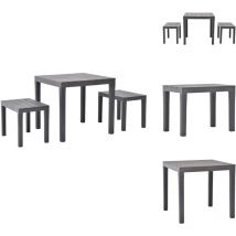 Table de jardin avec 2 bancs Plastique Marron - Salon De Jardin - Mobilier De Jardin - Table De Jardin - Chaises De Jardin - Ensemble De Jardin