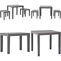 Table de jardin avec 2 bancs Plastique Marron - Salon De Jardin - Mobilier De Jardin - Table De Jardin - Chaises De Jardin - Ensemble De Jardin