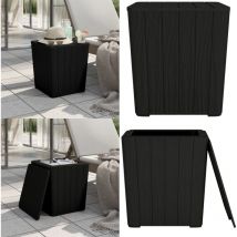 Table de jardin avec couvercle amovible noir polypropylène - Table De Jardin - Table Extérieure - Mobilier De Jardin - Table Ronde - Table En