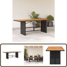 Table de jardin avec dessus en bois d'acacia noir 190x80x74 cm - Table De Jardin - Table Extérieure - Mobilier De Jardin - Table Acacia - Table Noire
